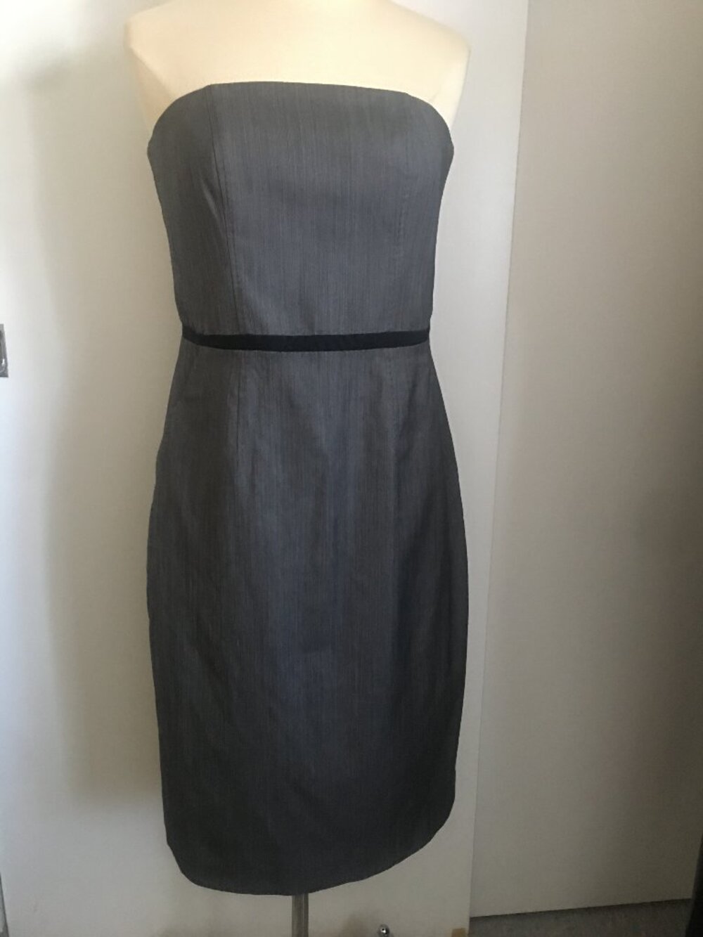NWT BR Monogram Charcoal Gray Strapless Lined Cocktail Party Dress